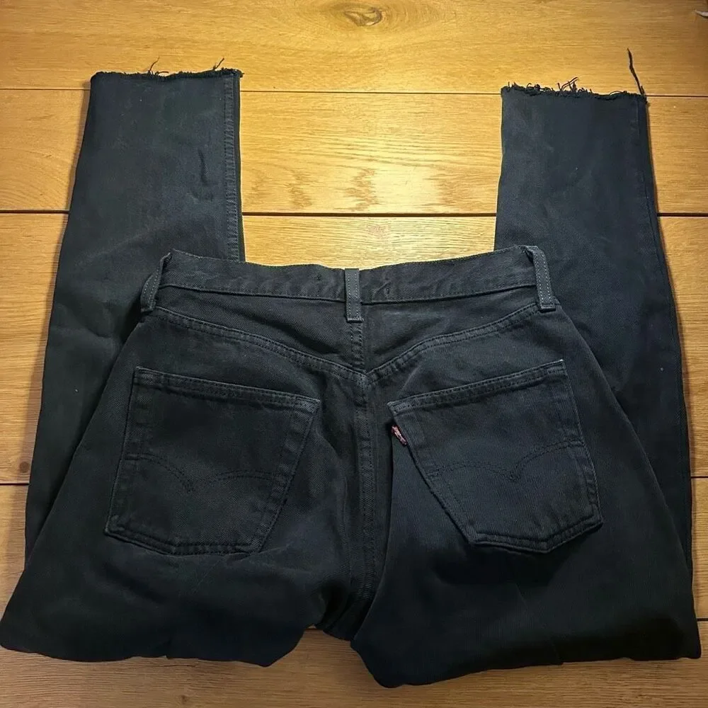 Reformation x Levi’s repurposed jeans button fly black raw hem 26